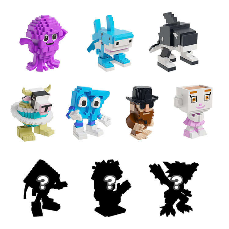 Steal A Brainrot minifigure set, assorted blue, purple, white, and black figures