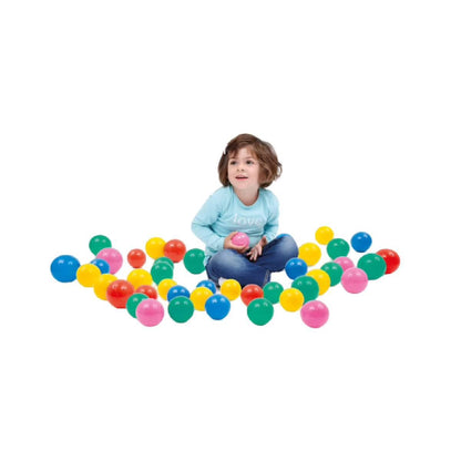 Assorted multicolor plastic balls set with many round spheres