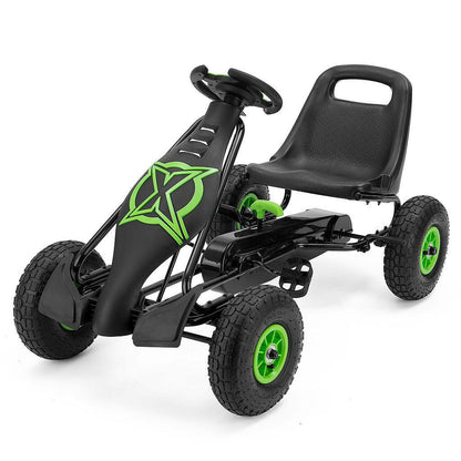 Go-Kart Viper mit schwarzem Sitz, grünem Lenker- und Felgendesign