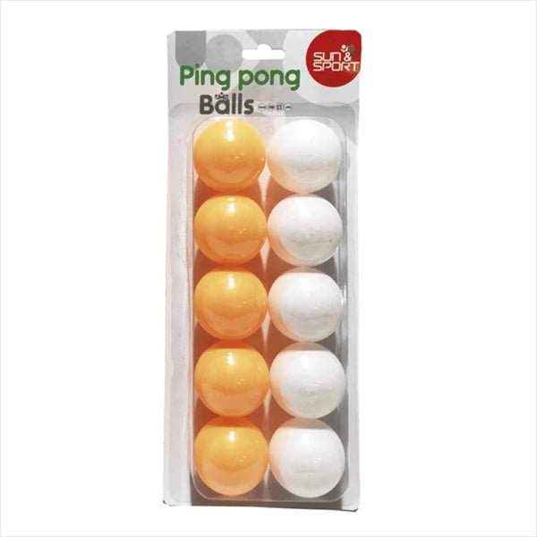 Ping pong ball set with 10 balls, orange and white in a retail pack