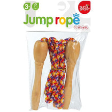 Wooden skipping rope, 204 cm, wooden handles with multicolored rope