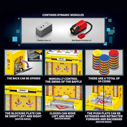 Coin pusher kit components: battery box and Red Boom motor module