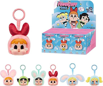 Powerpuff Girls Plüsch-Hänger mit Ring, rosa Hasenmaske, orange Haare