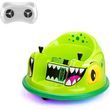 Green dinosaur ride-on car remote controller with twin buttons and grips