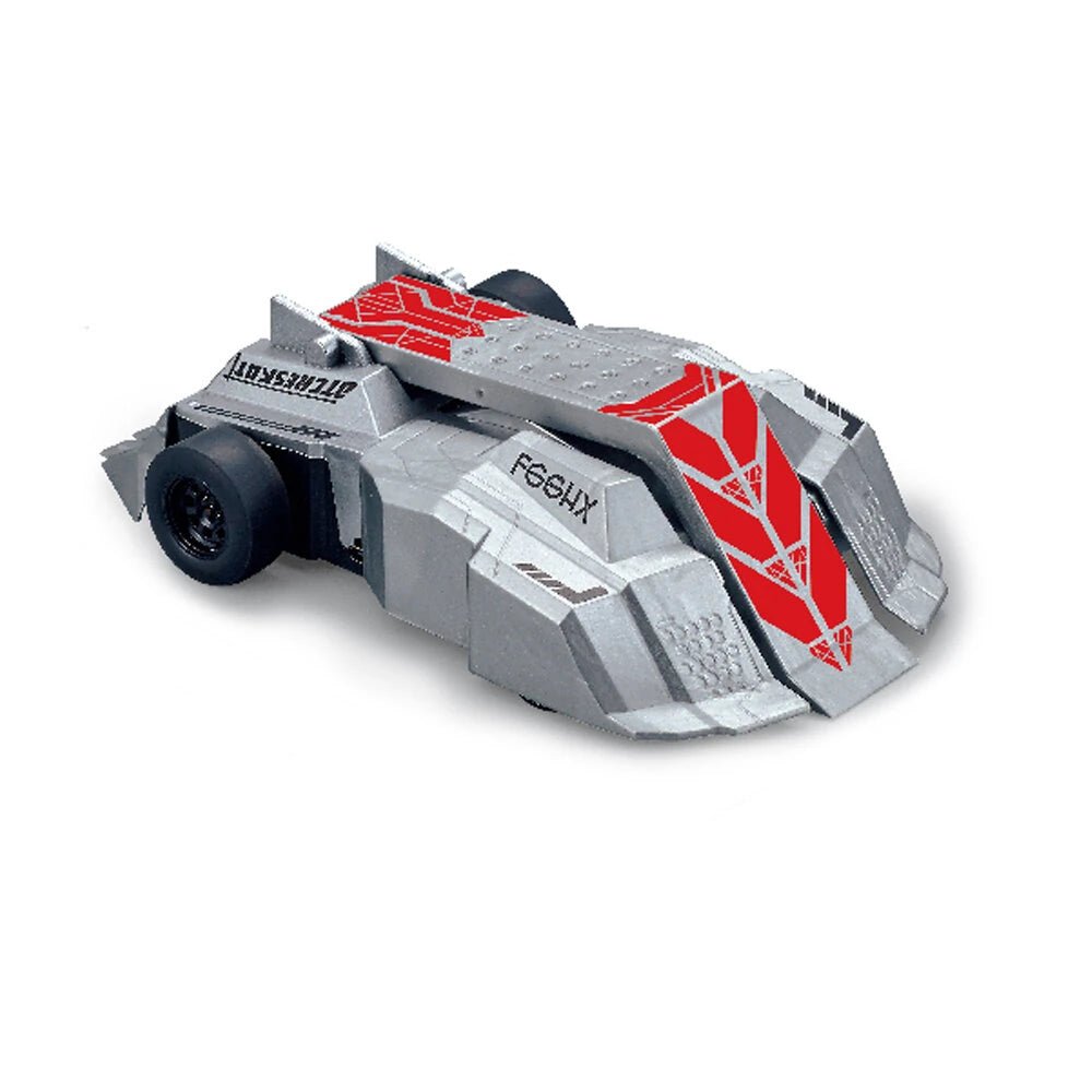 RC-Panzerwagen silbergrau mit roten Grafikstreifen, Frontansicht