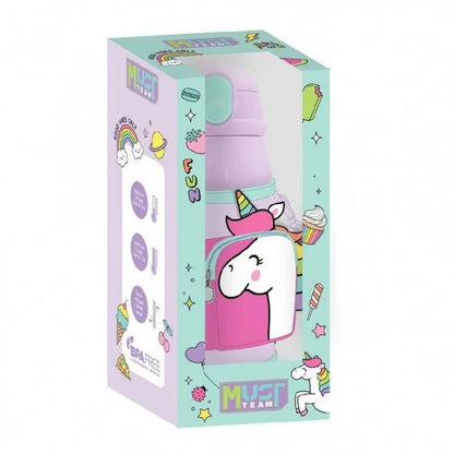MUST Stainless Steel Canteen 500ml With Case & Straw - Unicorn