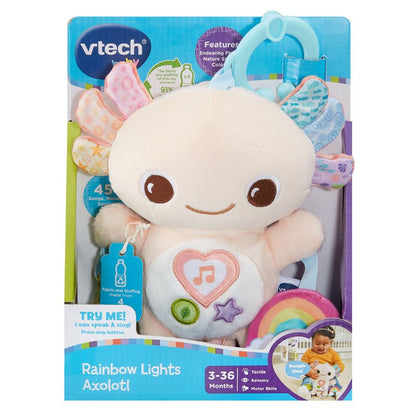 VTech Rainbow Lights Axolotl Plüschtier mit Regenbogen- und Herz-Licht-Details