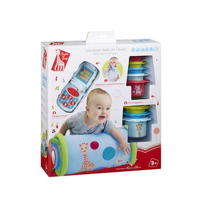 Sophie the Giraffe early learning set in box, with phone toy and stacking rings