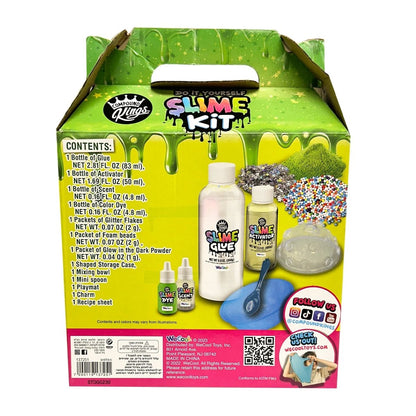Slime kit box back panel showing included contents and glue bottle artwork