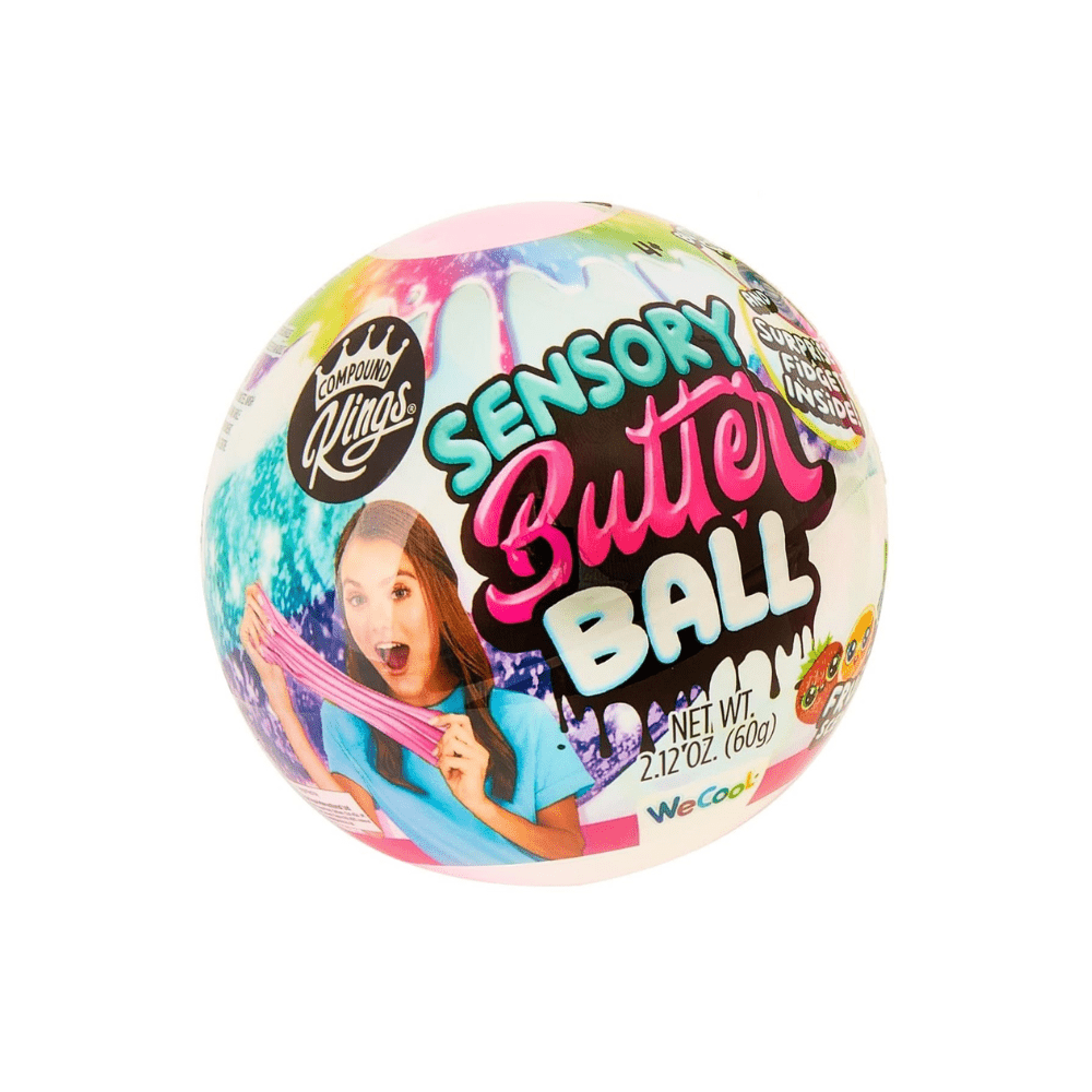 Sensory butter ball collectible sphere toy with printed package and character photo