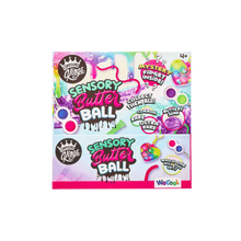 Sensory fidget butter ball gift box front with colorful sensory text graphics