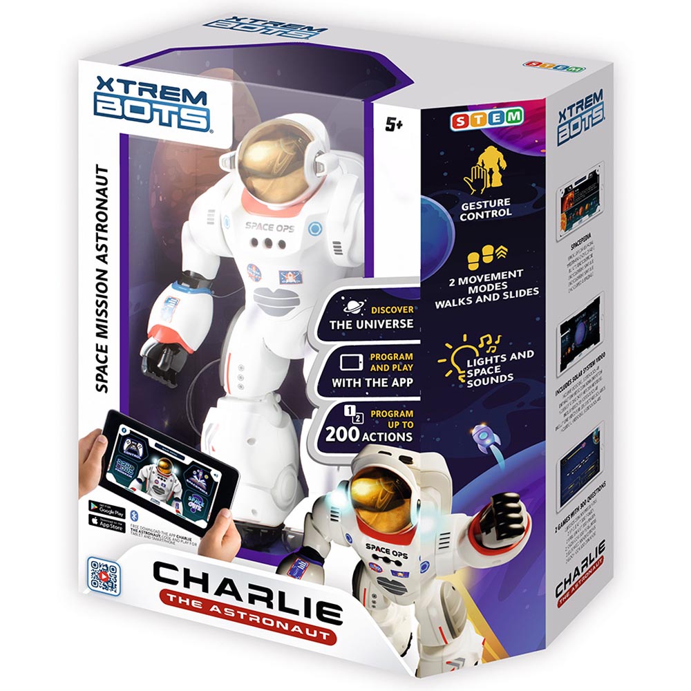 Charlie astronaut robot con control por gestos, luces, sonidos y app (caja)