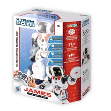 James The Spy Bot robot box with white and red robot, remote control and STEM features