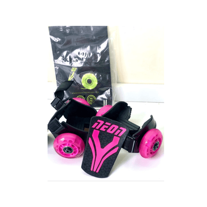 Neon Street Roller1 Pink roller skates, black boot with pink wheels and neon accents