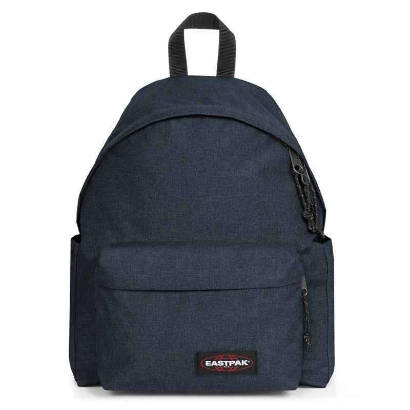 Blue mini backpack with curved top, front zipper pocket, and Eastpak logo patch