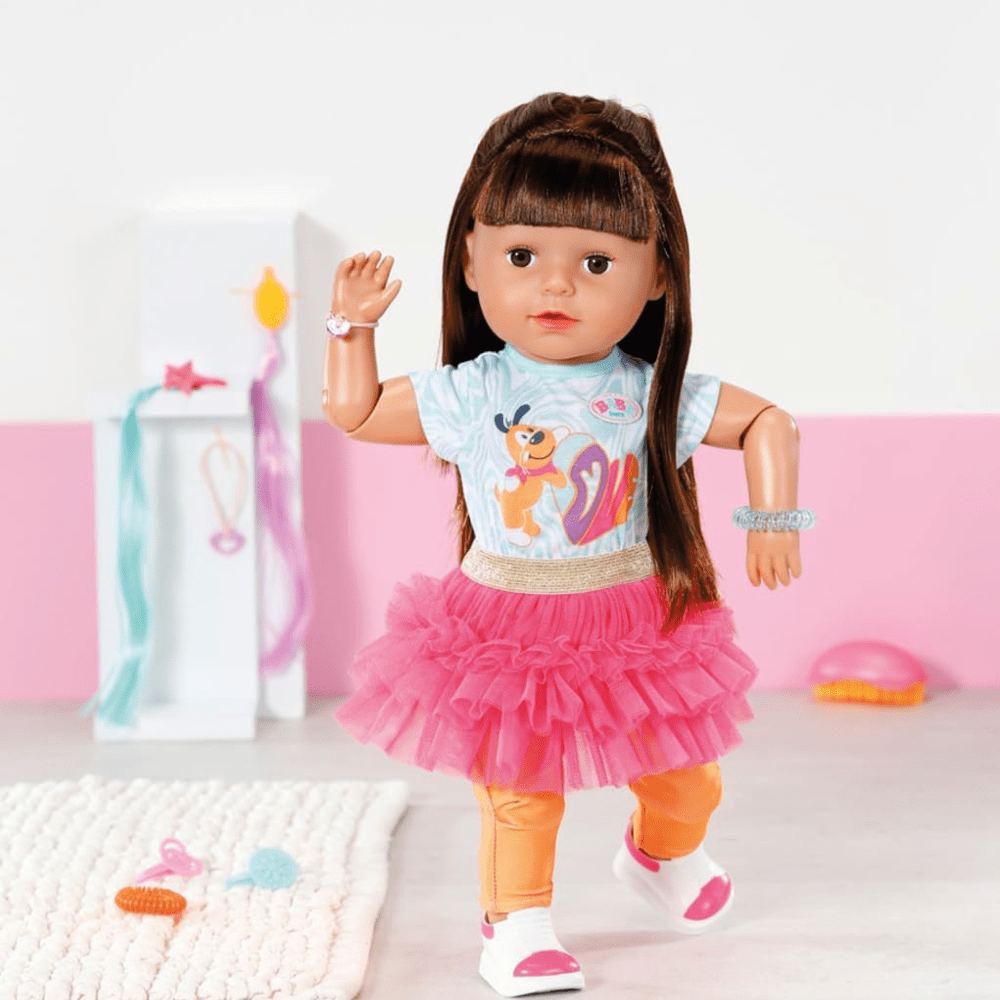 Baby Born Sister Play & Sle Brunette 43Cm - Zapf - The Toy Store