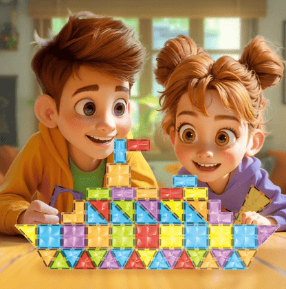 100 - Piece Magnetic Tile Construction Set - Zig Zag Toys - The Toy Store