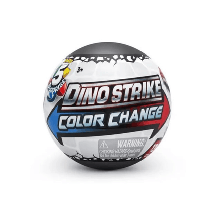 Dino Strike color-change egg toy, spherical white with blue and red graphic