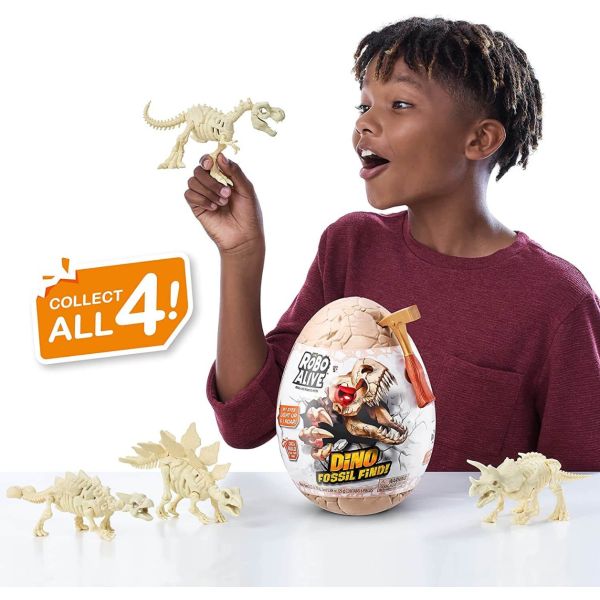 Child holding a Dino fossil dig egg while collecting dinosaur bones