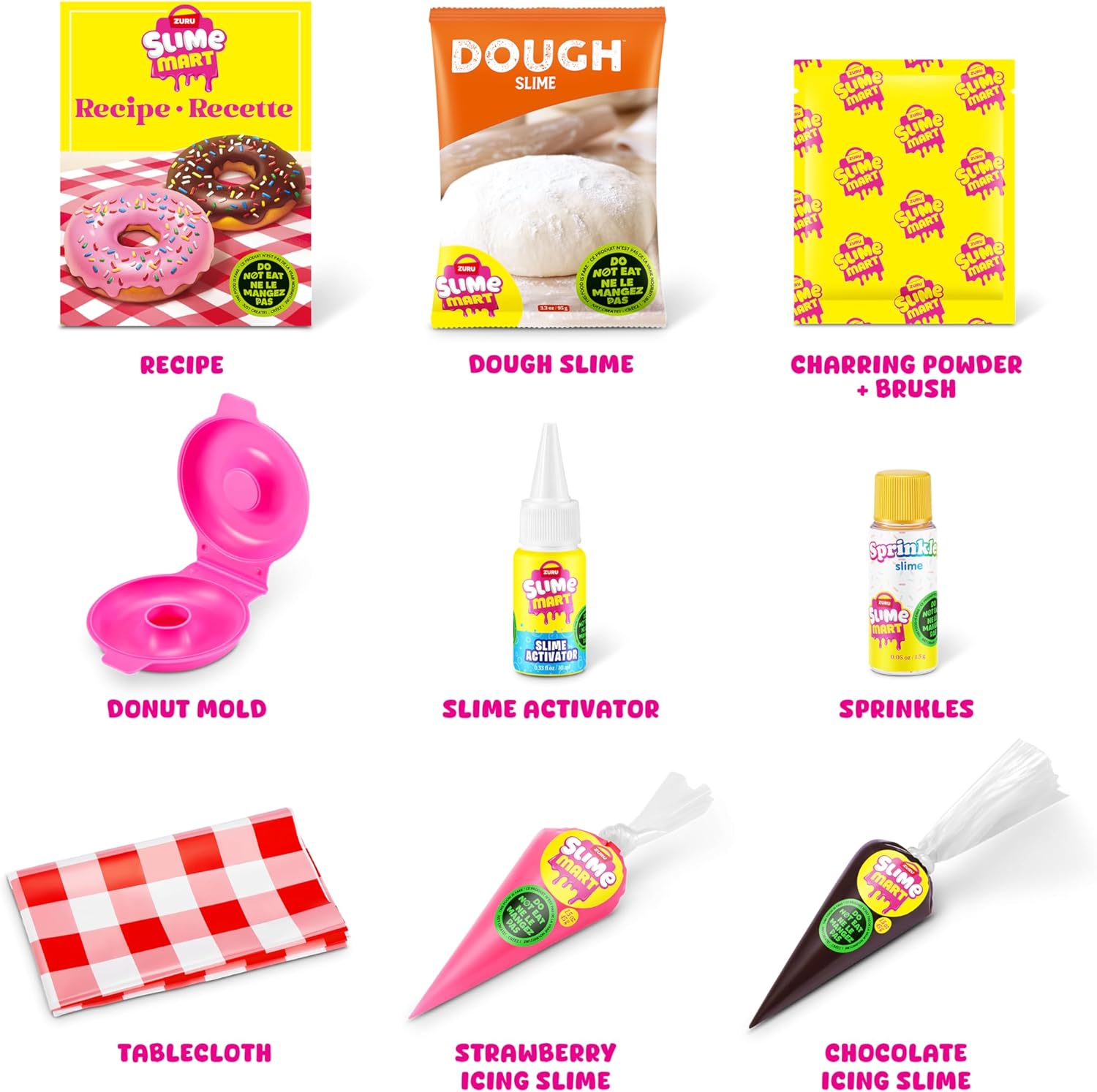 Slime Mart Dough slime contents: donut mold, slime activator, sprinkle bottles