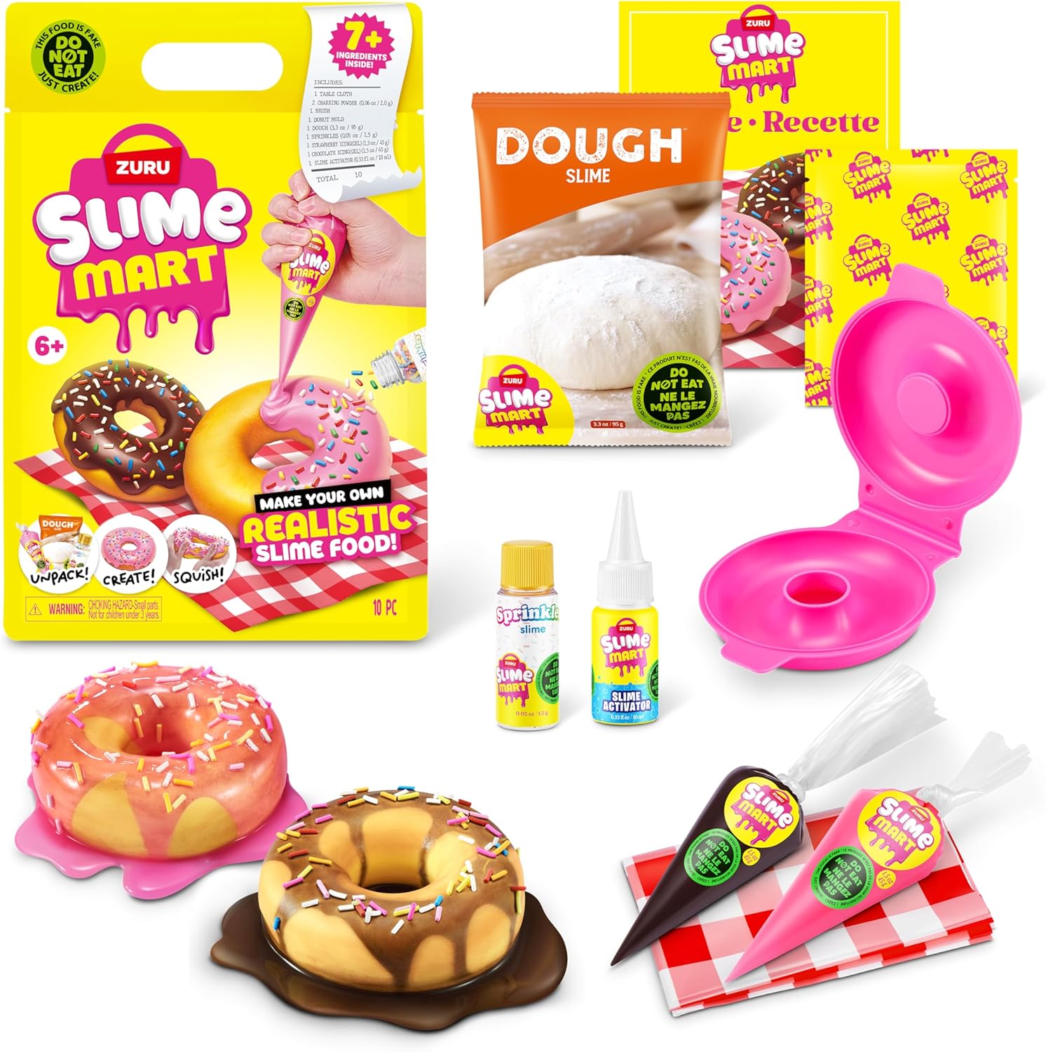 Zuru Slime Mart Dough slime set: pink donut mold, bottles, dough package