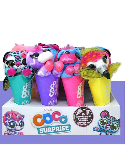 Neon plush surprise toy in colorful cup with animal face and fuzzy details