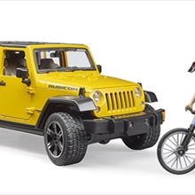 Jeep Wrangler Rubicon With Mountain Bike And Cyclist