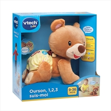 Interactive plush bear 1, 2, 3 follow me - French