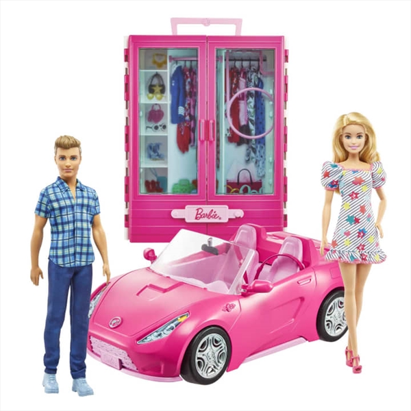 Barbie Doll With Ken, Go Closet and Convertible Car